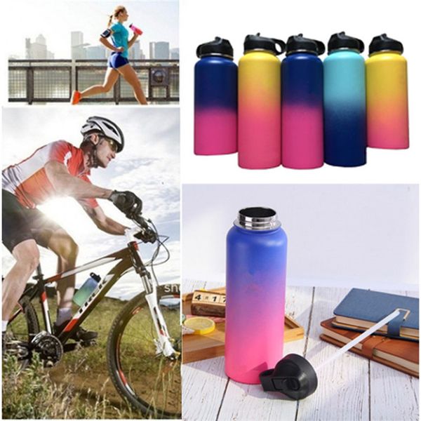

18oz 32oz 40oz vacuum water bottles insulated stainless steel tumbler water bottle wide mouth travel mug cup straw cap cups