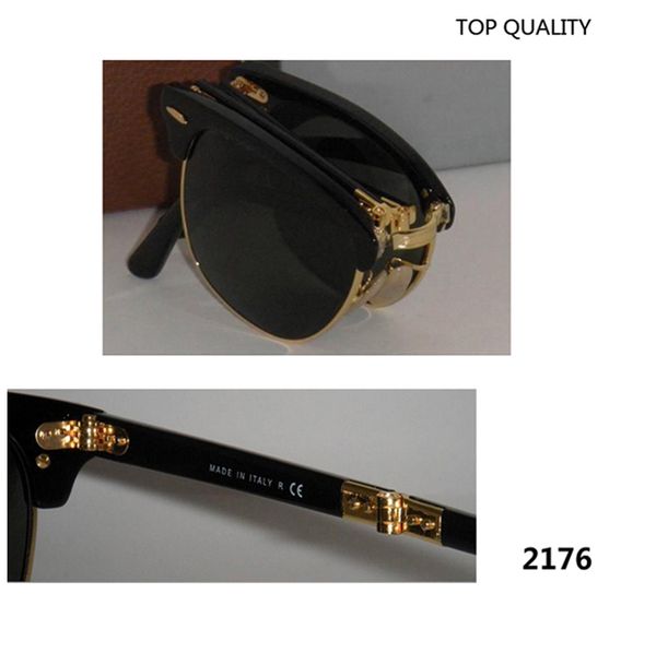 

2020 foldable sunglasses men uv400 steampunk glasses women brand designer vintage 2176 men folding sunglasses round sunglass, White;black