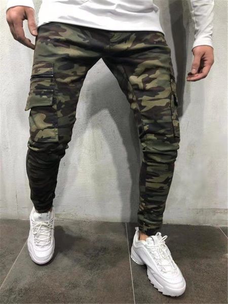

mens camouflage cargo pants fashion casual spring autumn pants pockets designer jogger trousers, Black