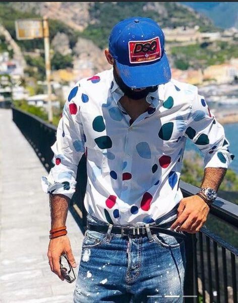 

men's long-sleeved shirt 2020 spring and summer new solid color printed long-sleeved shirt young fashion men's clothing, White;black
