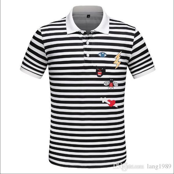 

0-neck tee ss19 new fashion chest embroidery wolf men t shirt short sleeve casual t-shirt hipster fractal pattern tees cool gg6903, White;black