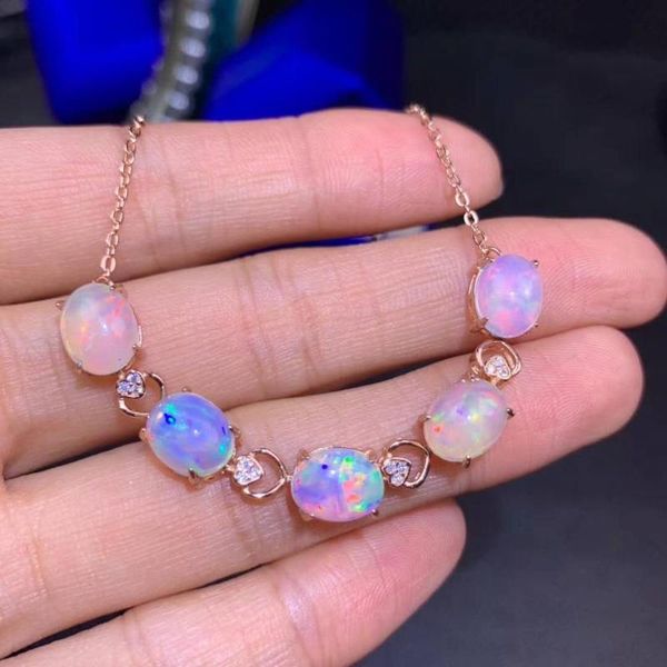 

natural and real colorful opal gemstone bracelet women fine jewelry 925 sterling silver good fireworks natural, Golden;silver