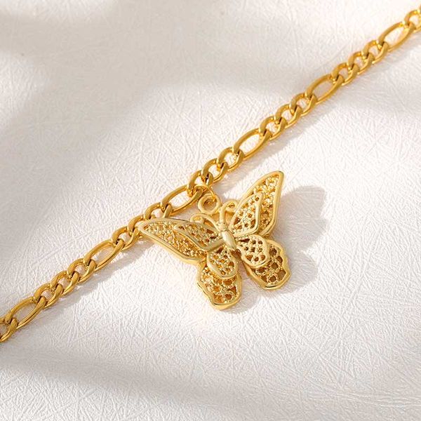 

link, chain bohemian butterfly bracelet for girls kids women stainless steel hand link pulseira feminina lover's engagement jewelry, Black