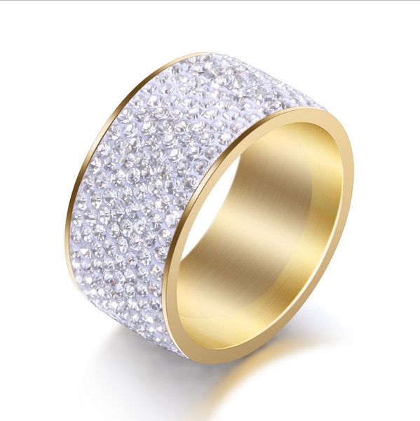 

cluster rings jewelry fashion classic full rhinestone rings luxury glold silver plated stainless steel circle finger rings, Golden;silver