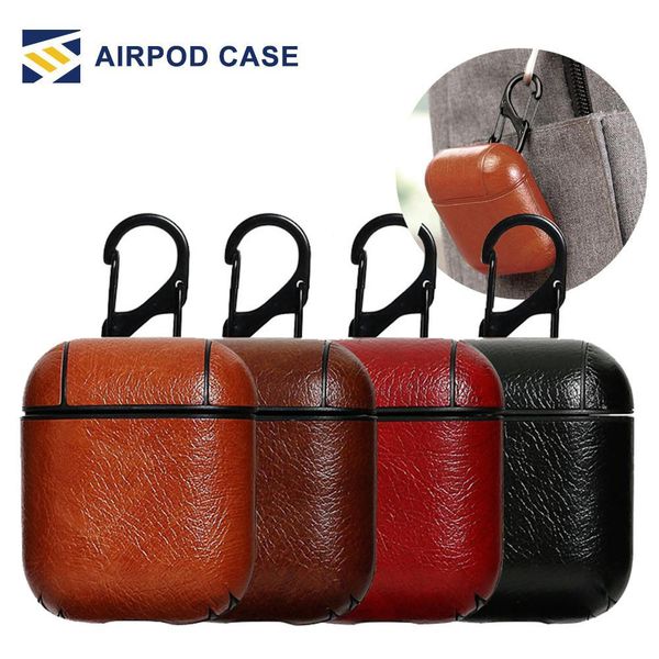 

For airpod ca e protective cover pu leather hook cla p keychain anti lo t fa hion headphoen apple airpod earphone ca e protector