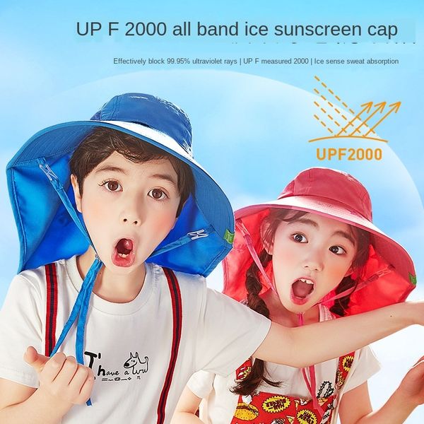 

children's summer uv-proof sun for boys and girls sun fisherman baby beach autumn bucket hat bucket hat, Blue;gray