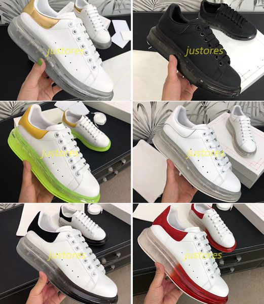 

2020 man woman designer shoe oversized sole leather trainer sneakers with air cushion italian luxury shoe casual shoes, Black
