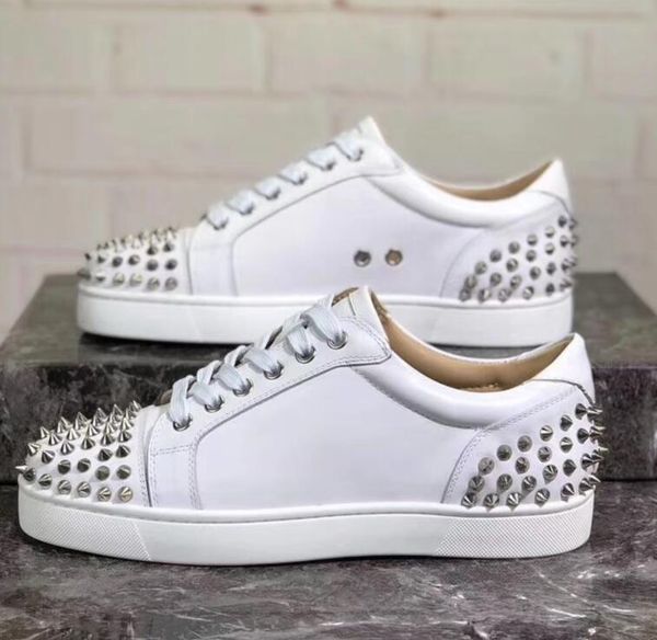 

designer shoes studded spikes flats shoes red bottoms shoes mens womens party genuine leather sneakers size:35-47 with box bag 04