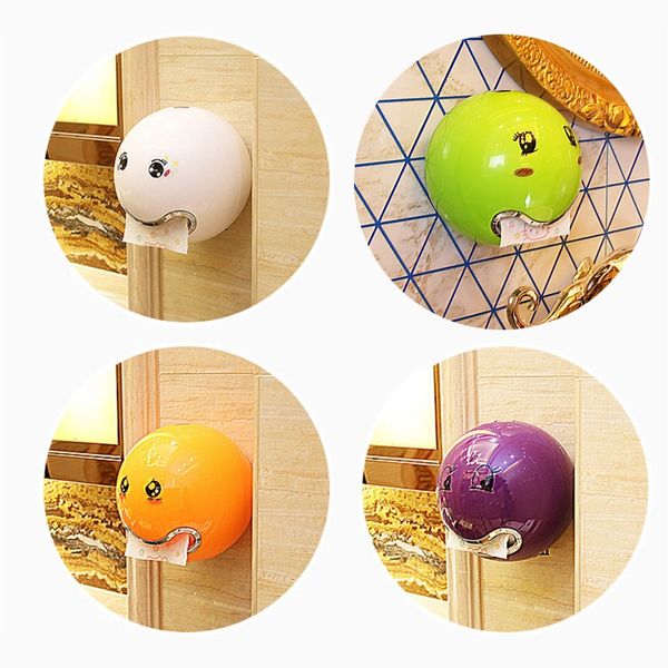 

ball shaped cute tissue box bathroom toilet waterproof paper box creative smile face roll paper holders kitchen toilet supplies