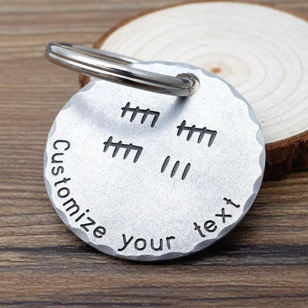 

personalized counting keychain tally mark keychain anniversary gift birthday gift custom message keyring, Silver