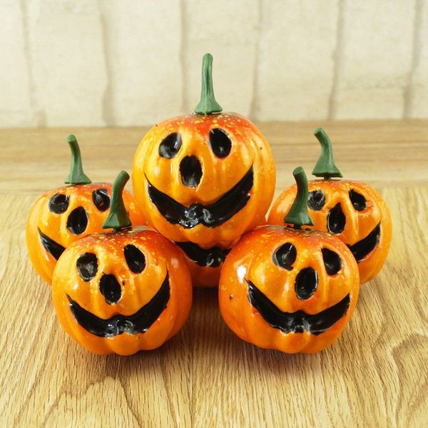 

6pieces/set artificial mini foam pumpkins carved face halloween decor p props party diy supplies simulation pumpkin