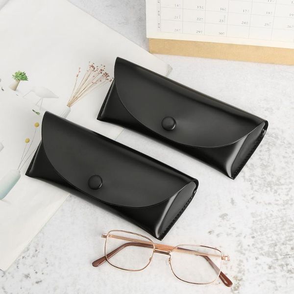 

leather glasses case for men waterproof folding hard frame eyeglass case women reading glasses box black spectacle, Silver