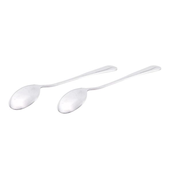 

solid polished stainless steel set of 2 round soup spoons other kitchen dining bar