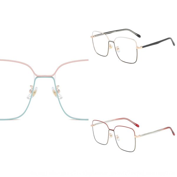 

plain glasses women's polygon myopia large frame glasses metal frame, Silver
