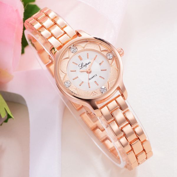 

lvpai fashion women watches rose gold watchband ladies quartz clock female bracelet watch relojes de mujer, Slivery;brown