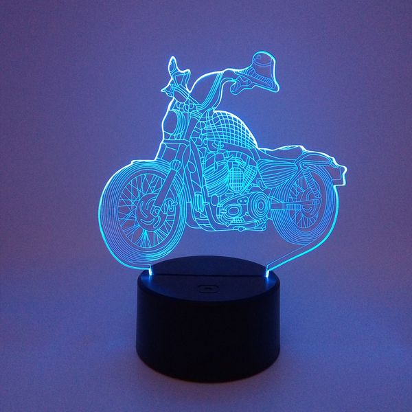 

foreign trade new pattern motorcycle 3d small night-light colorful touch led vision lamp gift atmosphere led three-dimensional desk lamp