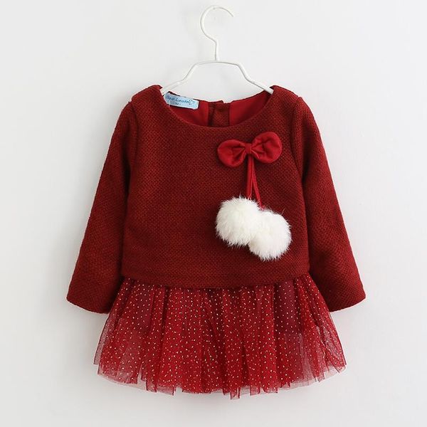 

baby girl dress new casual autumn baby clothes long sleeve plaid bear straps fake two piece dress baby girl clothes, Red;yellow