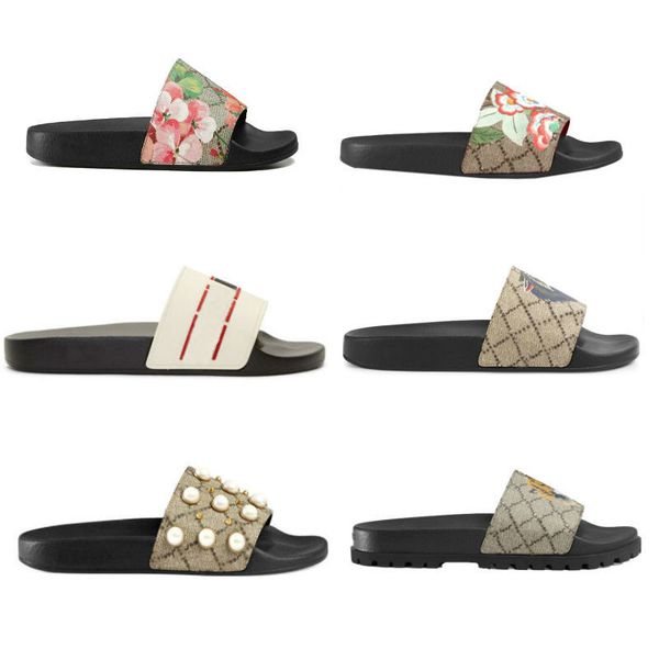 

Men women andal with correct flower box du t bag hoe nake print lide ummer wide flat andal lipper, Black