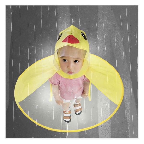 

children rain coat peva waterproof cute duck hooded raincoat kids rainwear poncho for boys girls jan88 ilcru, Red;brown
