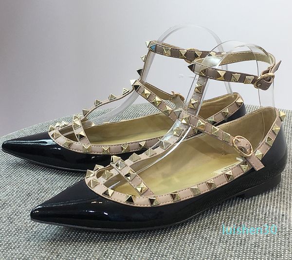 

бесплатная доставка! 34-42 новый 2019 мода мода леди туфли на высоком каблуке настоящая воловья кожа ривертс свадебные туфли насосы шпильки, Black