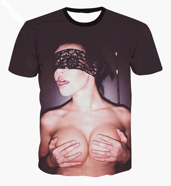 

ночные развлечения места sexy ухватить груди тенниски 3d печати мужчина / женской лето круглого воротник короткого рукав повседневного tops, White;black
