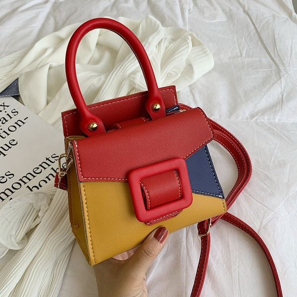 

new type of one-shoulder handbag with square buckle and color oblique swaddle and small square lady bag in 2019