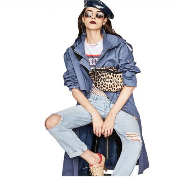

2018 autumn new casual women's cotton x-long hooded trench coat loose clothing oversized outerwear good quality 2018 autumn new, Black