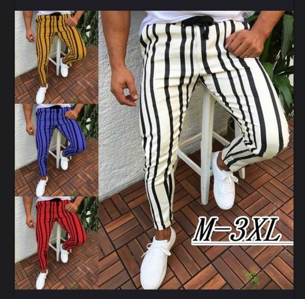 

Autumn Casual Slim Fit Designer Pants Tracksuit Stripe Hip Hop Fashion Skinny Blue Red Pants for Men