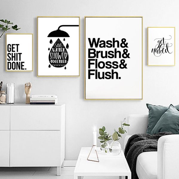 

sure life minimalist black and white bathroom letters canvas paintings wall art pictures nordic poster print home decorations