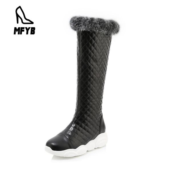 

mfyb women's boots 2019 winter new comfortable thick-soled women's shoes 35-43 large size warm high tube snow boots tide, Black