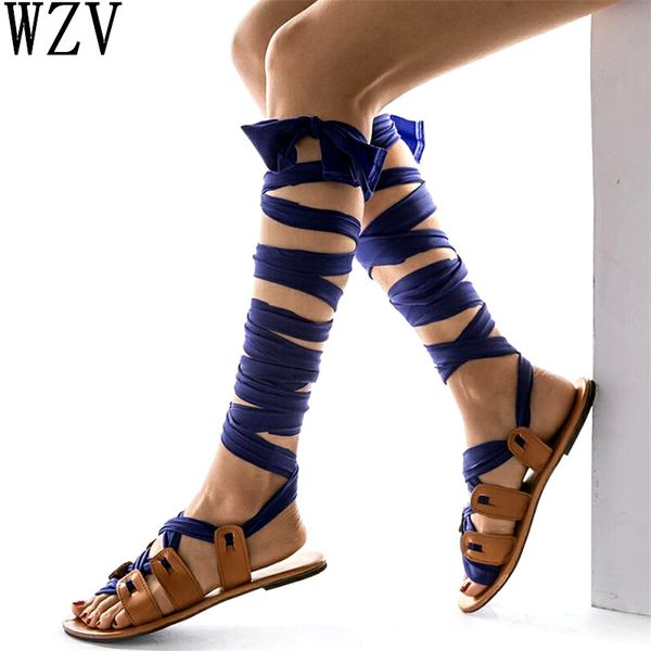 

plus size 35-43 crossover strap flat sandals 2019 summer women casual beach shoes flat shoes rome style female sandals h124, Black