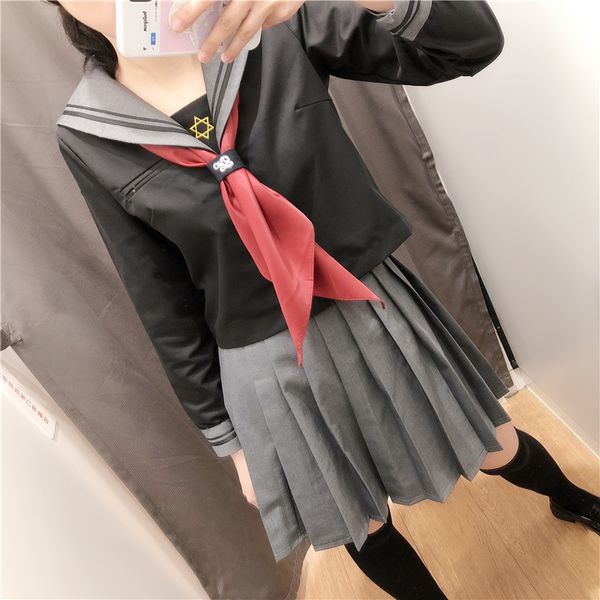 

japanese cute college wind uniforms jk sailor scarf large bow tie triangle towel girls, Black;purple