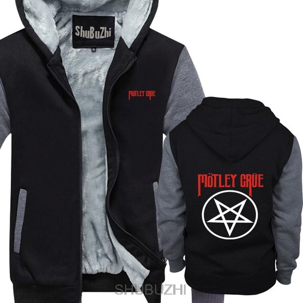 

motley crue pentagram heavy metal band men's black anime hoodie winter thick warm coat male hoody sbz4405