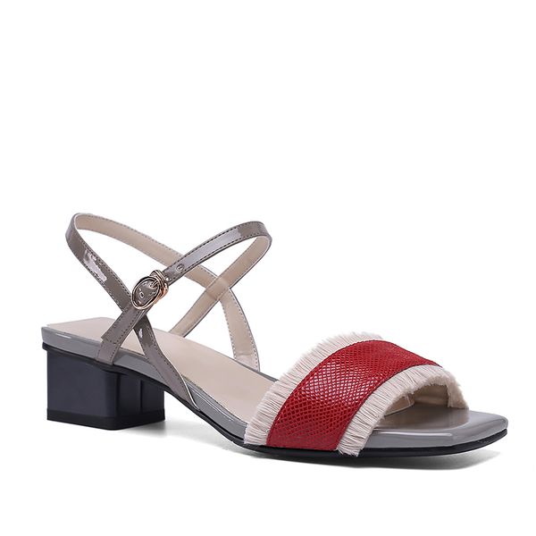 

wetkiss wholesale factory oem logo square toe leather sandals fashion women sandals block heels sandals summer 2020, Black