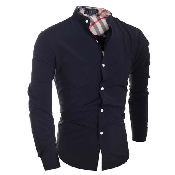 

Men Shirt Brand Camisa Masculina 2018 Male High Quality Long Sleeve Shirts Casual Hit Color Slim Fit Black Man Dress Shirts