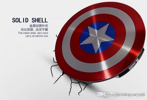 

power bank 6800mah captain america power bank dual usb charger for smart mobile phone 6800mah universal portable battery pack