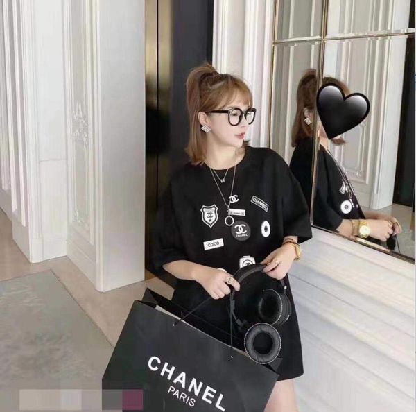 

дизайнер популярный логотип печатный короткий рукав футболки веб-знаменитости роскошные короткие рукава футболки женские топ оптом, White