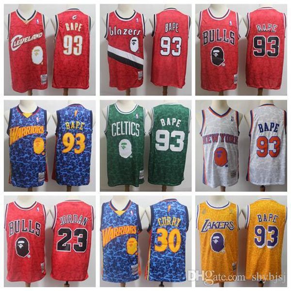 

the 2019 season at ease monkey 30 curry 23 james 33 bird green sky blue red basketball jerseys, Black