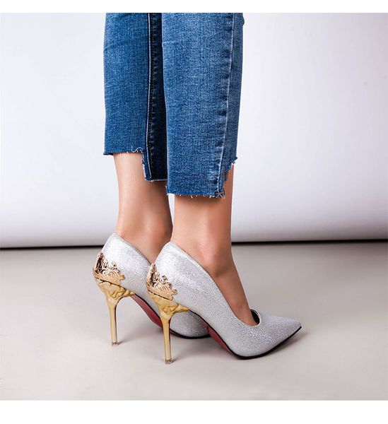 

2019 new arrival pointed toe office solid flock high heels milk white color, Black