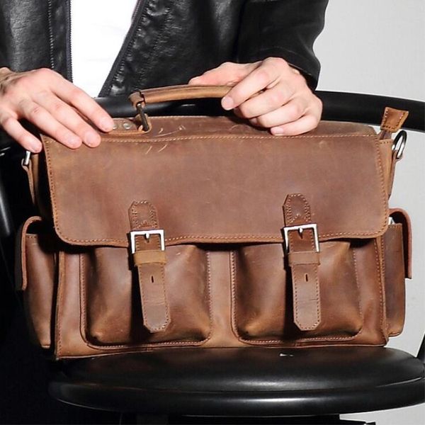 

мужчины кожаные сумки casual vintage мужчина crossbody плече сумка мужские дорожные сумки для ноутбука портфель сумка для man
