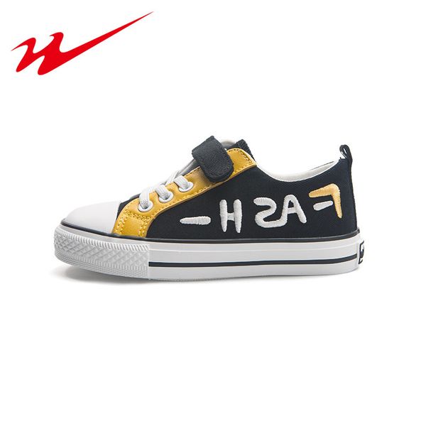 

double star 2020 children's shoes canvas shoes children's boys and girls autumn skateboarding for kids, Black;red