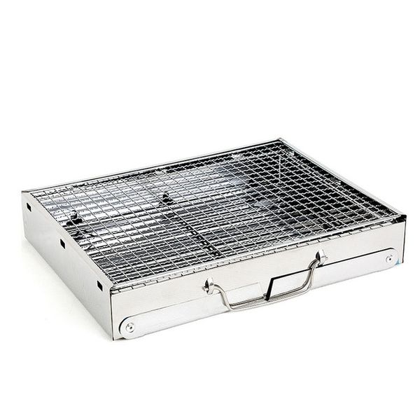 

bbq grill 35*27*20cm picnic bbq charcoal grills for barbecue & sliver outdoor stainless steel hiking charcoal