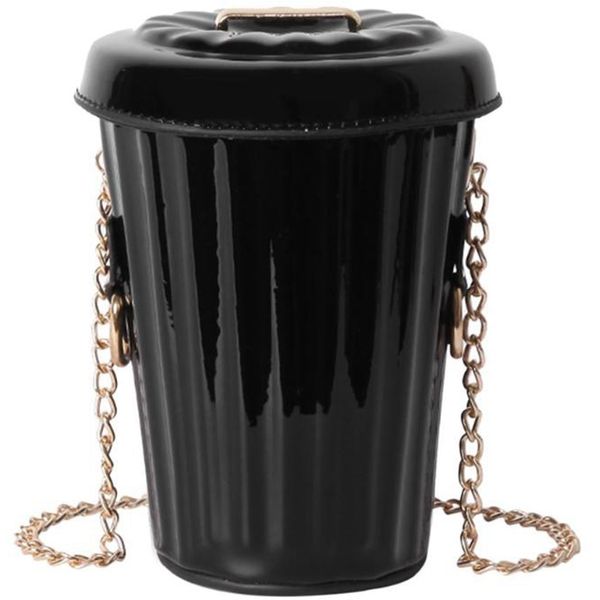 

abzc-women's leather waterproof messenger bag creative trash can chain handbag fashion casual zipper shoulder bag
