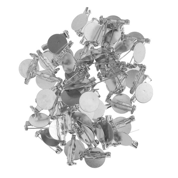 

95/50pcs brooch base blanks trays backs pins setting diy findings, Gray