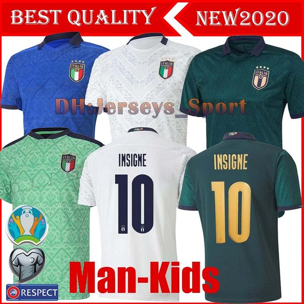 

20 21 italy soccer jerseys insigne immobile 2020 euro third kit italy renaissance jersey mens uniform kids belotti totti football shirt, Black;yellow