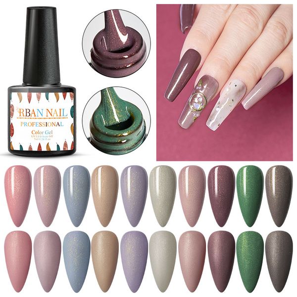 

rban nail 7ml glitter uv gel nail polish nude color series uv led gel varnish semi permanent lacquer sequins, Red;pink