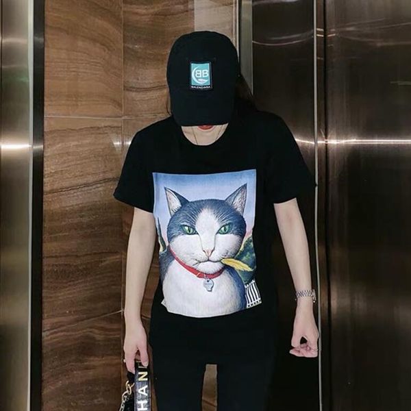 

20ss летние дизайнерские футболки для мужчин женские футболки с кошачьими буквами горячие продажи бренд пуловер футболка мужские топы одежда, White;black