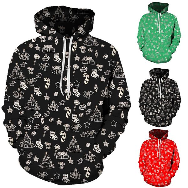 

mens hoodies 3d printed christmas pullover long sleeve hooded sweatshirt blouse ropa hombre casual 2019 #y15, Black
