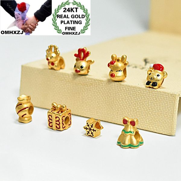 

omhxzj ca296 wholesale european fashion party birthday gift christams tree deer bracelet diy accessories 24kt gold pendant charm, Blue;slivery