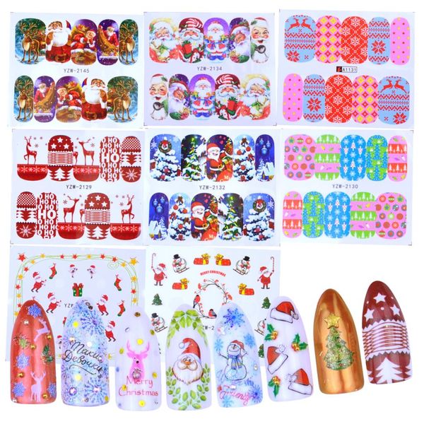 

2019 xmas nail art sticker water transfer sliders nail christmas template decals tool diy decoration tools, Black